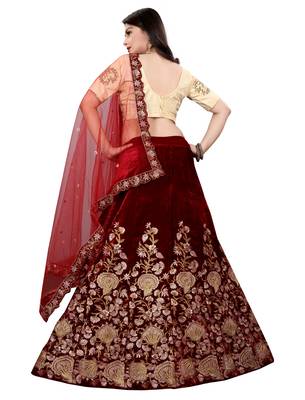 Latest heavy embroidered Semi-Stitched Silk And velvet Designer Lehenga Choli With Dupatta 2