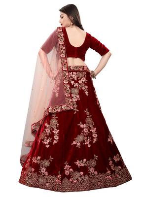 Latest heavy embroidered Semi-Stitched Silk And velvet Designer Lehenga Choli With Dupatta 2