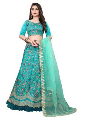 Latest heavy embroidered Semi-Stitched Silk And velvet Designer Lehenga Choli With Dupatta 1