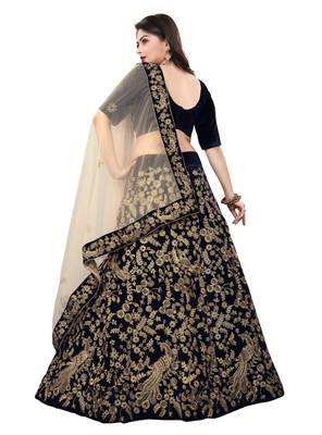 Latest heavy embroidered Semi-Stitched Silk And velvet Designer Lehenga Choli With Dupatta 2