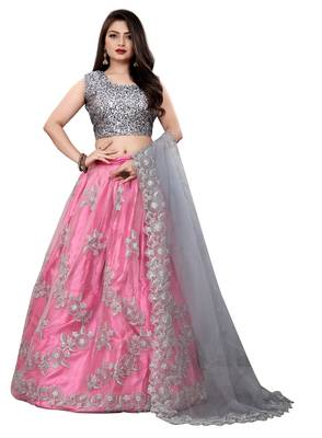 Latest heavy embroidered Semi-Stitched Silk And velvet Designer Lehenga Choli With Dupatta 1