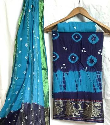 Royal-blue bandhej pure cotton salwar 1