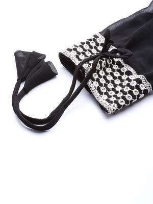 Kvsfab Women Black & White Embroidered Sequins Tiered Layered Anarkali Kurta 6