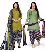 Multicolor floral print cotton unstitched salwar with dupatta ( pack of 2 )