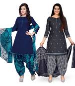 Multicolor floral print cotton unstitched salwar with dupatta ( pack of 2 )