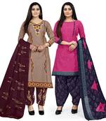 Multicolor floral print cotton unstitched salwar with dupatta ( pack of 2 )