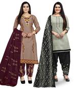 Multicolor floral print cotton unstitched salwar with dupatta ( pack of 2 )