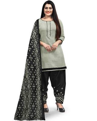 Multicolor floral print cotton unstitched salwar with dupatta ( pack of 2 ) 3