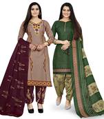 Multicolor floral print cotton unstitched salwar with dupatta ( pack of 2 )