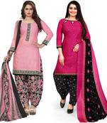Multicolor floral print cotton unstitched salwar with dupatta ( pack of 2 )