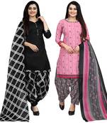 Multicolor floral print cotton unstitched salwar with dupatta ( pack of 2 )