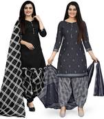 Multicolor floral print cotton unstitched salwar with dupatta ( pack of 2 )