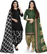 Multicolor floral print cotton unstitched salwar with dupatta ( pack of 2 )