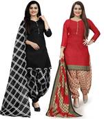Multicolor floral print cotton unstitched salwar with dupatta ( pack of 2 )