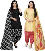 Multicolor floral print cotton unstitched salwar with dupatta ( pack of 2 )