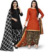 Multicolor floral print cotton unstitched salwar with dupatta ( pack of 2 )