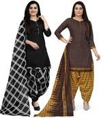 Multicolor floral print cotton unstitched salwar with dupatta ( pack of 2 )