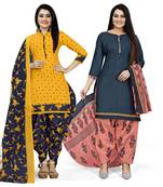 Multicolor floral print cotton unstitched salwar with dupatta ( pack of 2 )