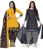 Multicolor floral print cotton unstitched salwar with dupatta ( pack of 2 )