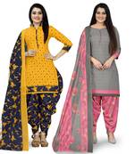 Multicolor floral print cotton unstitched salwar with dupatta ( pack of 2 )