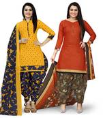 Multicolor floral print cotton unstitched salwar with dupatta ( pack of 2 )