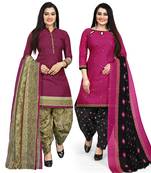 Multicolor floral print cotton unstitched salwar with dupatta ( pack of 2 )