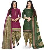 Multicolor floral print cotton unstitched salwar with dupatta ( pack of 2 )