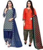 Multicolor floral print cotton unstitched salwar with dupatta ( pack of 2 )
