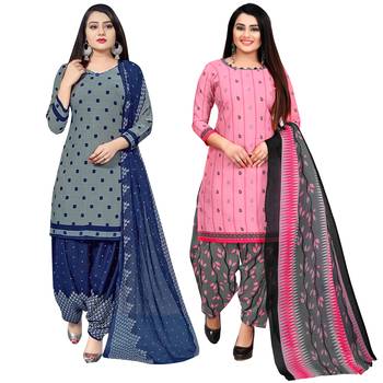 Multicolor floral print cotton unstitched salwar with dupatta ( pack of 2 ) 1