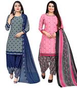Multicolor floral print cotton unstitched salwar with dupatta ( pack of 2 )
