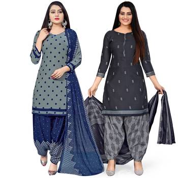 Multicolor floral print cotton unstitched salwar with dupatta ( pack of 2 ) 1