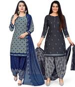 Multicolor floral print cotton unstitched salwar with dupatta ( pack of 2 )