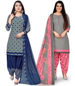 Multicolor floral print cotton unstitched salwar with dupatta ( pack of 2 )