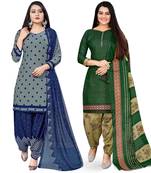 Rajnandini Multicolor floral print cotton unstitched salwar with dupatta ( pack of 2 )