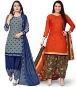 Multicolor floral print cotton unstitched salwar with dupatta ( pack of 2 )