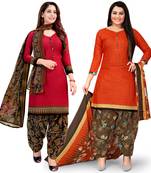 Multicolor floral print cotton unstitched salwar with dupatta ( pack of 2 )