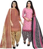 Multicolor floral print cotton unstitched salwar with dupatta ( pack of 2 )