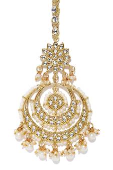 Designer kundan stone bridal hair jewellery pearl stone maang tikka or head piece