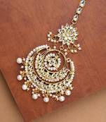 Designer Kundan Stone Bridal Hair Jewellery Pearl Stone Maang Tikka or Head Piece