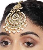 Designer kundan stone bridal hair jewellery pearl stone maang tikka or head piece