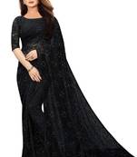 Black plain net saree with blouse
