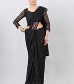 Black plain net saree with blouse