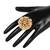 Steorra Jewels White Pearls Golden Texture Kundan Ring
