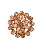 Steorra Jewels Traditional Golden Kundan With White Pearl Adjustable Ring