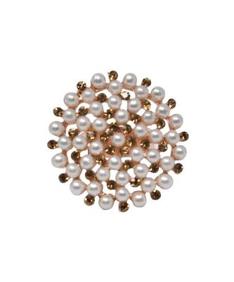 Gold Tone Circular Shape White Pearl Traditional Adjustable Finger Ring For women And Girls 1