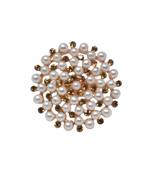 Gold Tone Circular Shape White Pearl Traditional Adjustable Finger Ring For women And Girls