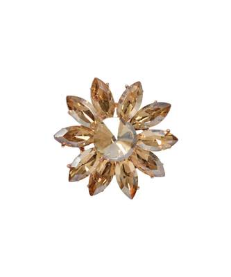 Crystal Shine Golden Stone Flower Party Bling Adjustable Finger Ring For Women And Girls 1