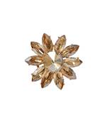 Crystal Shine Golden Stone Flower Party Bling Adjustable Finger Ring For Women And Girls
