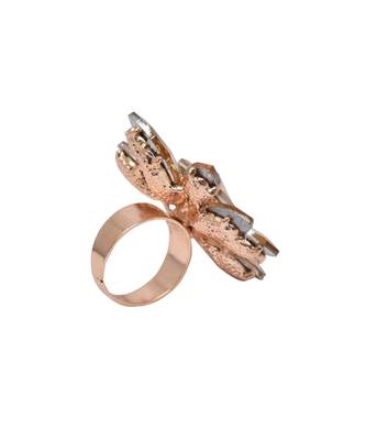 Crystal Shine Golden Stone Flower Party Bling Adjustable Finger Ring For Women And Girls 2