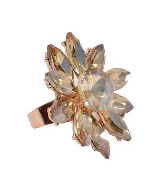 Crystal Shine Golden Stone Flower Party Bling Adjustable Finger Ring For Women And Girls 3